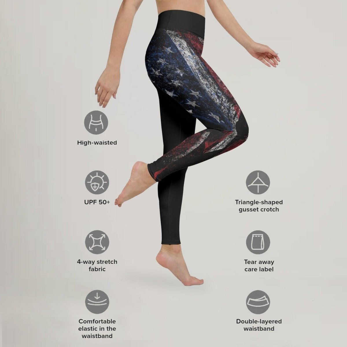 American Jiu Jitsu Grunge Leggings - BattleFitGear