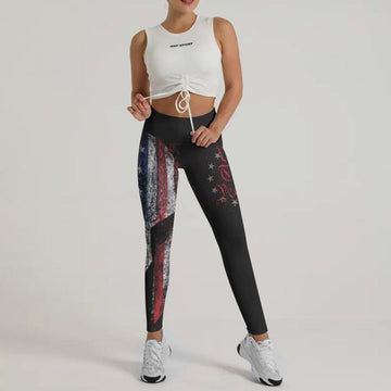 American Jiu Jitsu Grunge Leggings - BattleFitGear