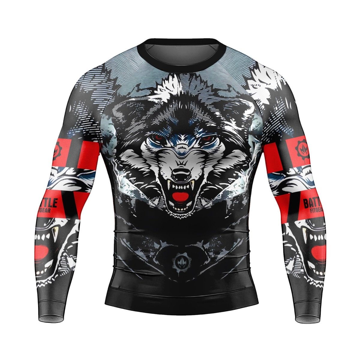 Angry Wolf Men's Long Sleeve Rash Guard - BattleFitGear