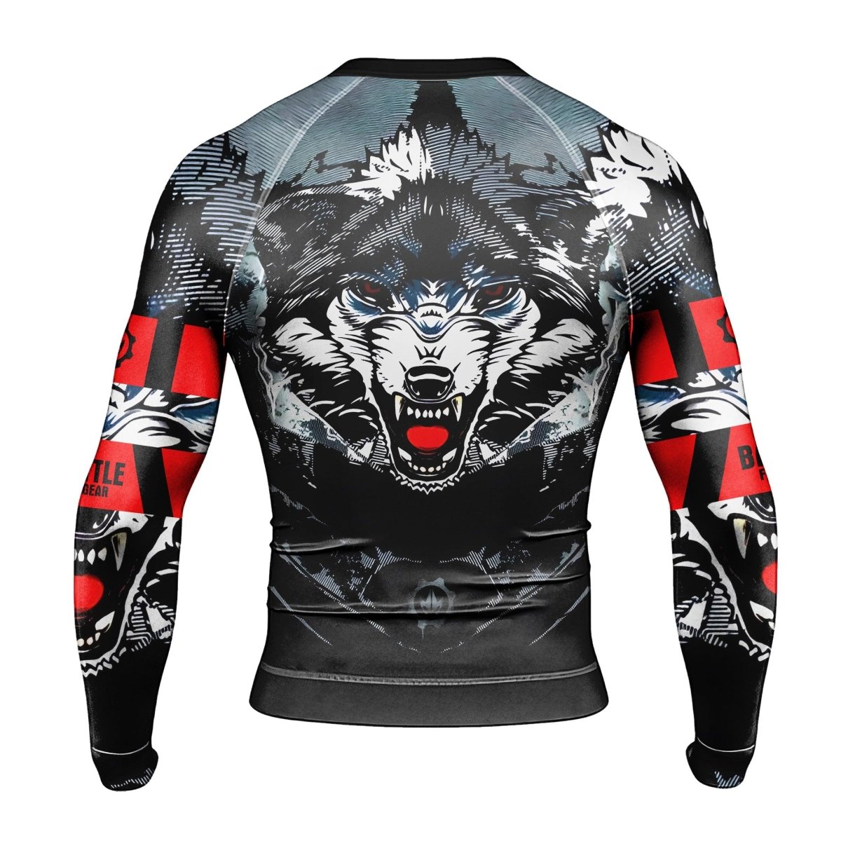 Angry Wolf Men's Long Sleeve Rash Guard - BattleFitGear