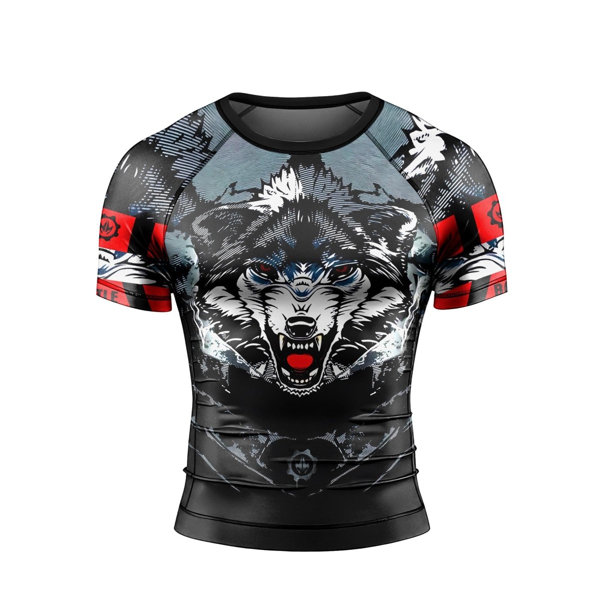 Angry Wolf Men's Short Sleeve Rash Guard - BattleFitGear