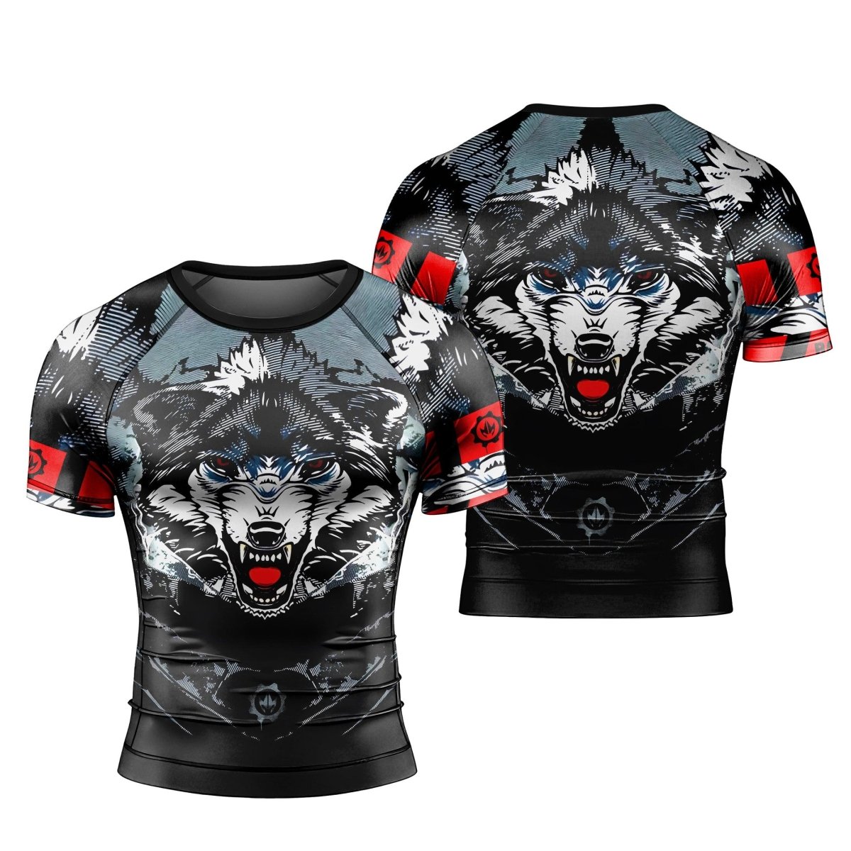 Angry Wolf Men's Short Sleeve Rash Guard - BattleFitGear