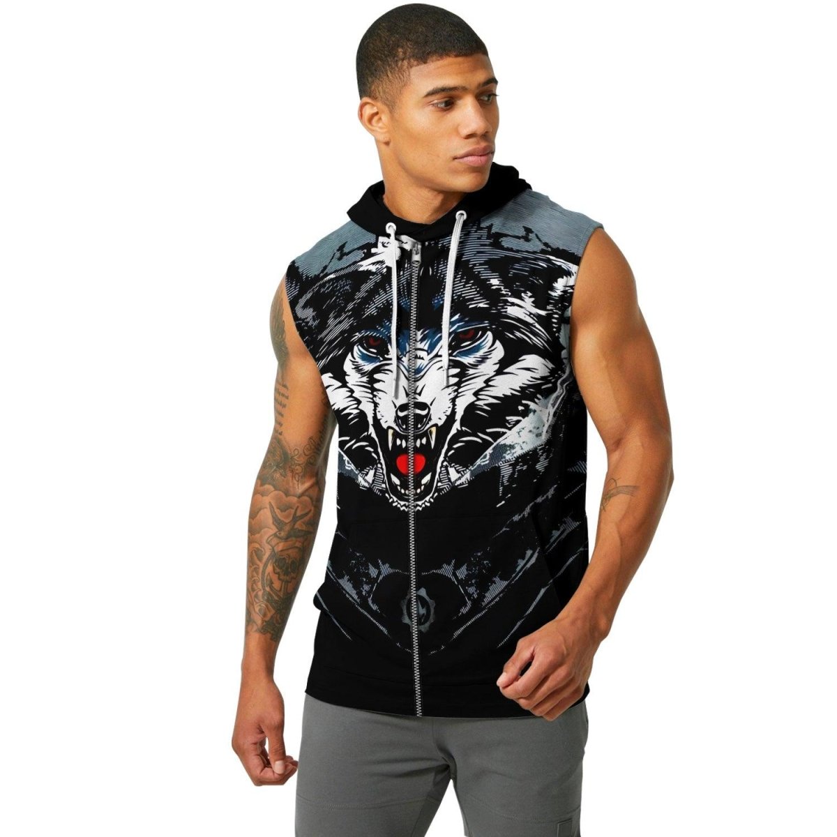 Wolf Tribal Sleeveless Pullover & Zip Hoodie