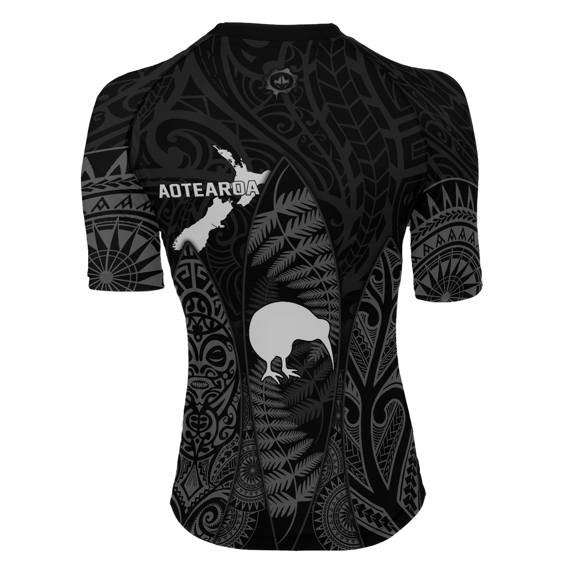 Aotearoa Kiwi Bird Grey Women's Short Sleeve Rash Guard
