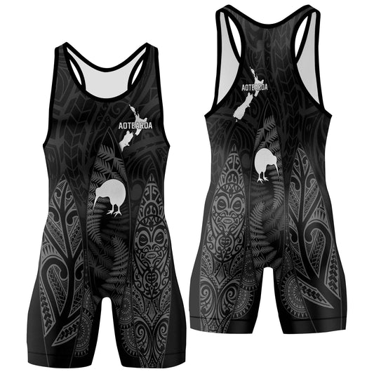 Aotearoa Kiwi Bird Grey Wrestling Singlets