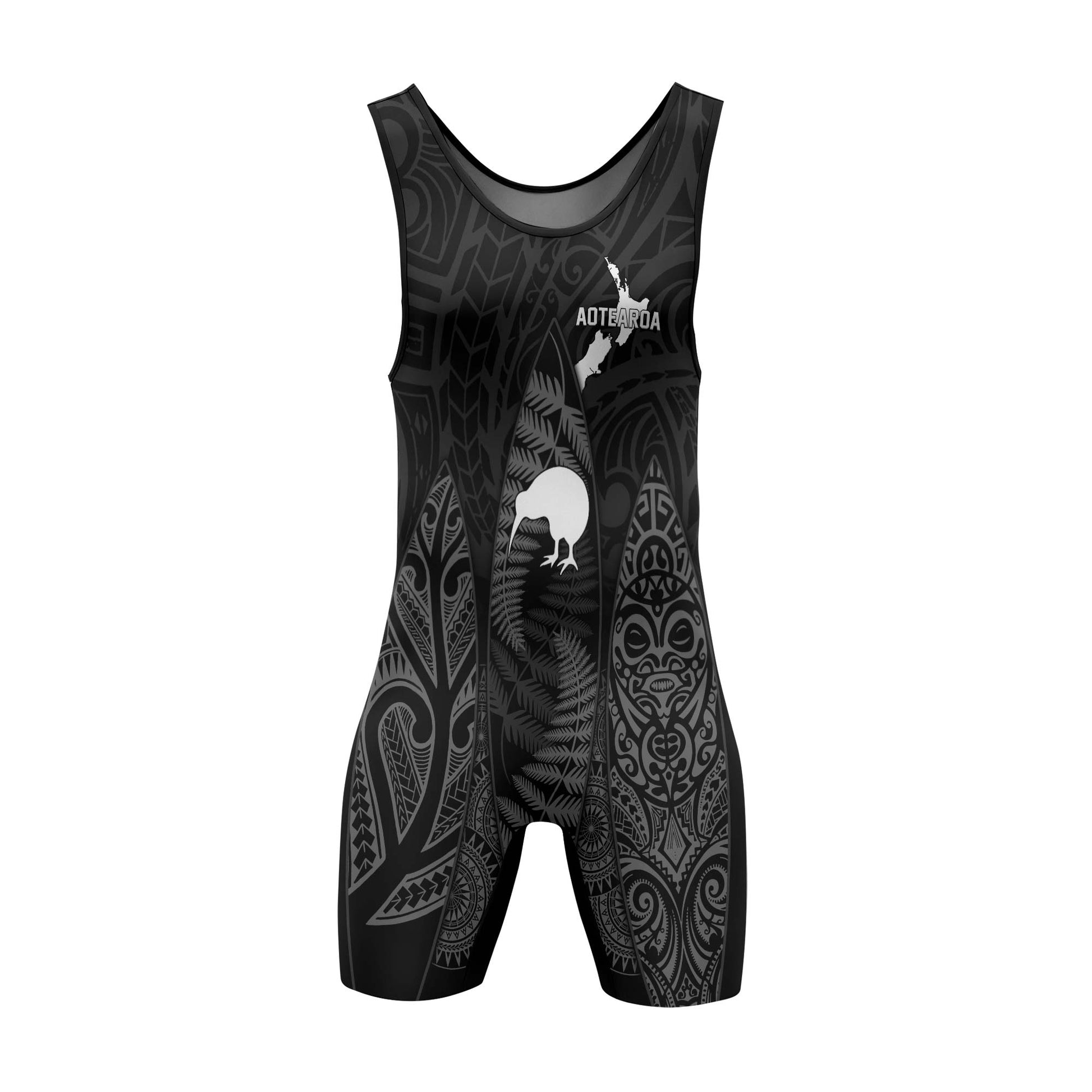 Aotearoa Kiwi Bird Grey Wrestling Singlets