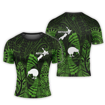 Aotearoa Kiwi Bird Men's Short Sleeve Rash Guard - BattleFitGear