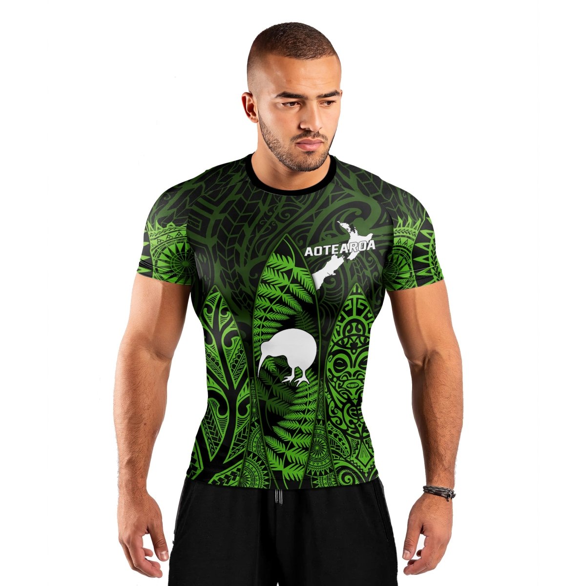 Aotearoa Kiwi Bird Men's Short Sleeve Rash Guard - BattleFitGear