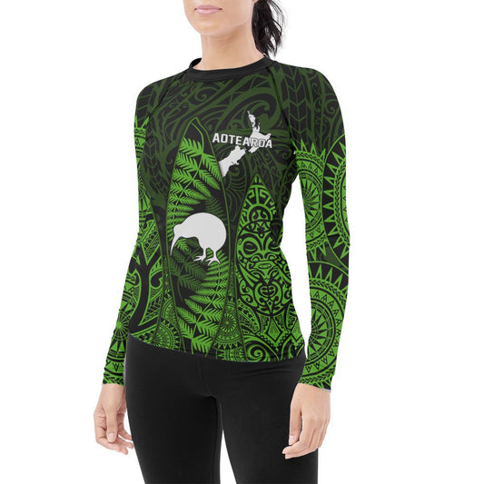 Aotearoa Kiwi Bird Women's Long Sleeve Rash Guard - BattleFitGear