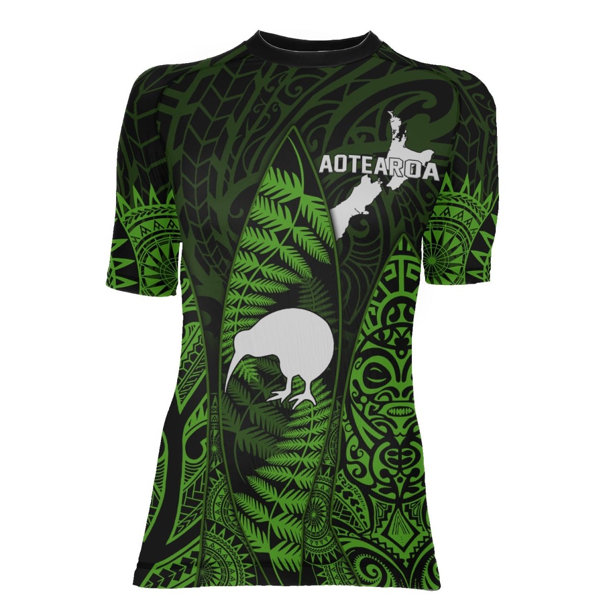 Aotearoa Kiwi Bird Women's Short Sleeve Rash Guard - BattleFitGear