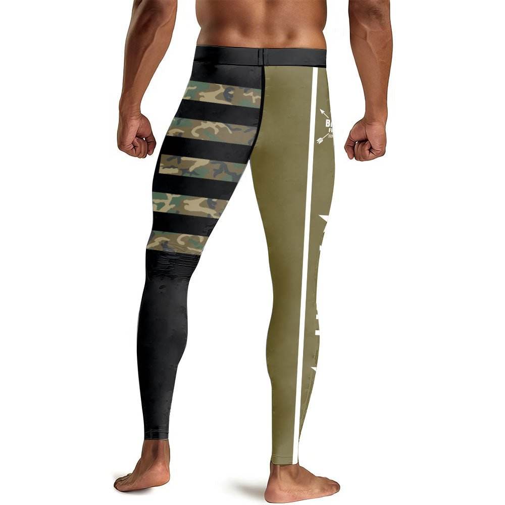 Army Camo Flag Men's Compression Leggings - BattleFitGear