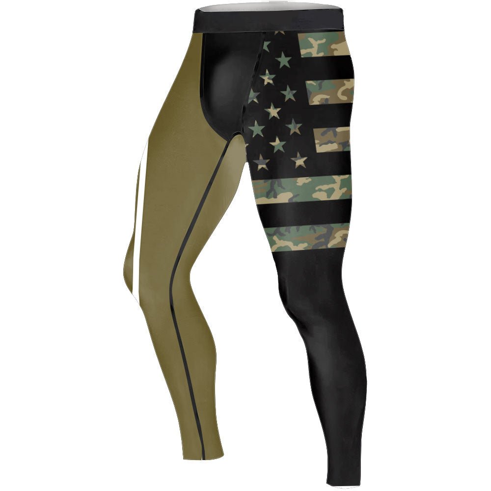 Army Camo Flag Men's Compression Leggings - BattleFitGear