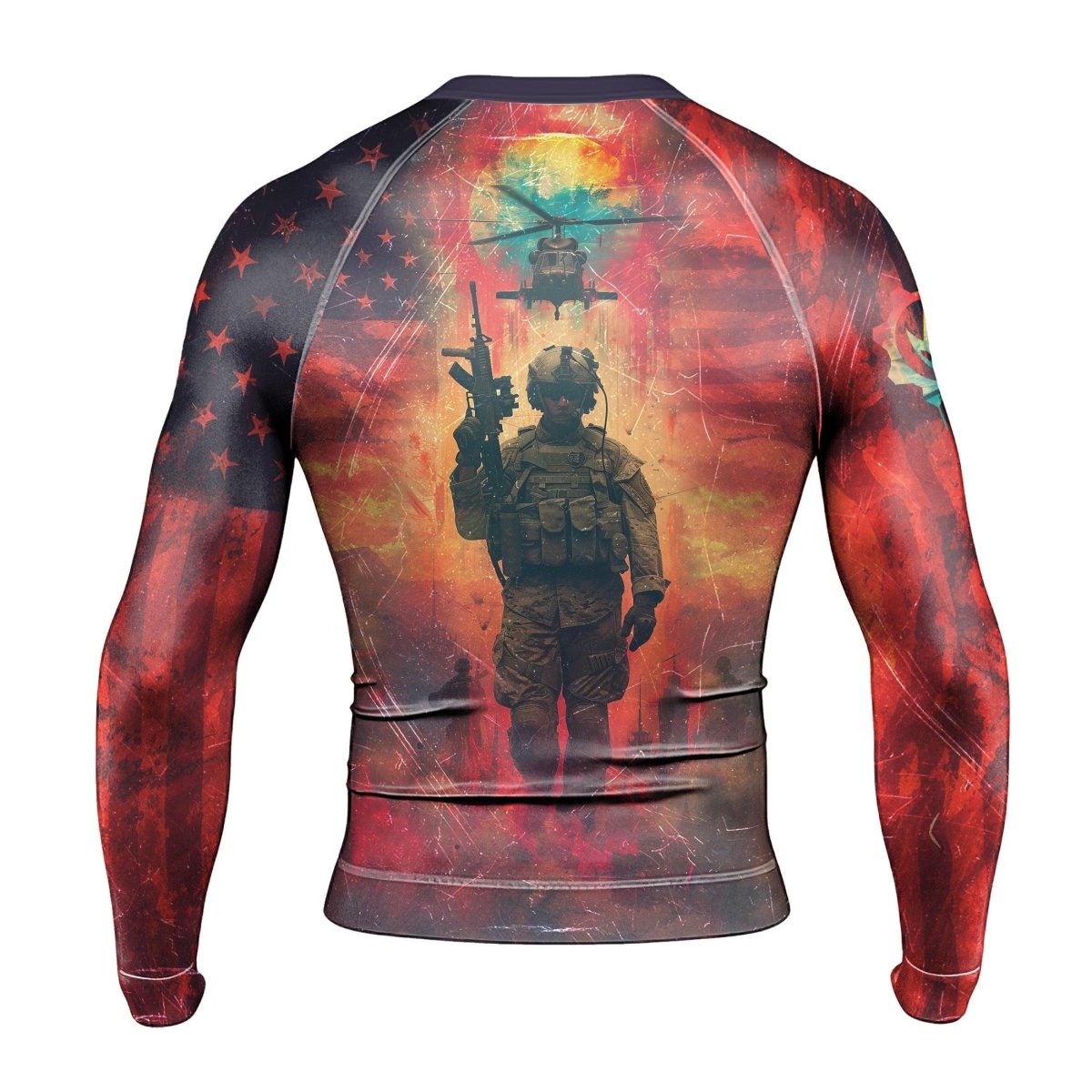 Army American Flag Men's Long Sleeve Rash Guard - BattleFitGear