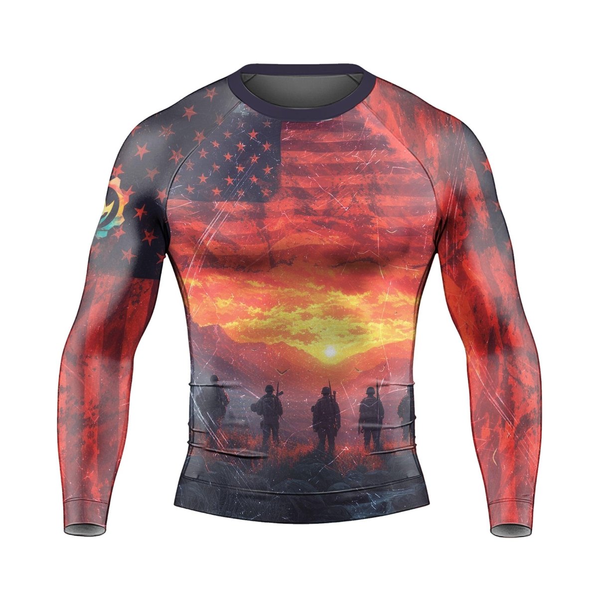 Army American Flag Men's Long Sleeve Rash Guard - BattleFitGear