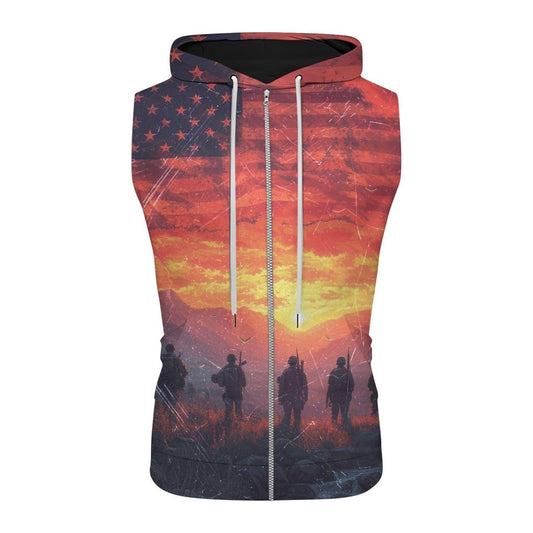 Army American Flag Sleeveless Pullover & Zip Hoodie - BattleFitGear