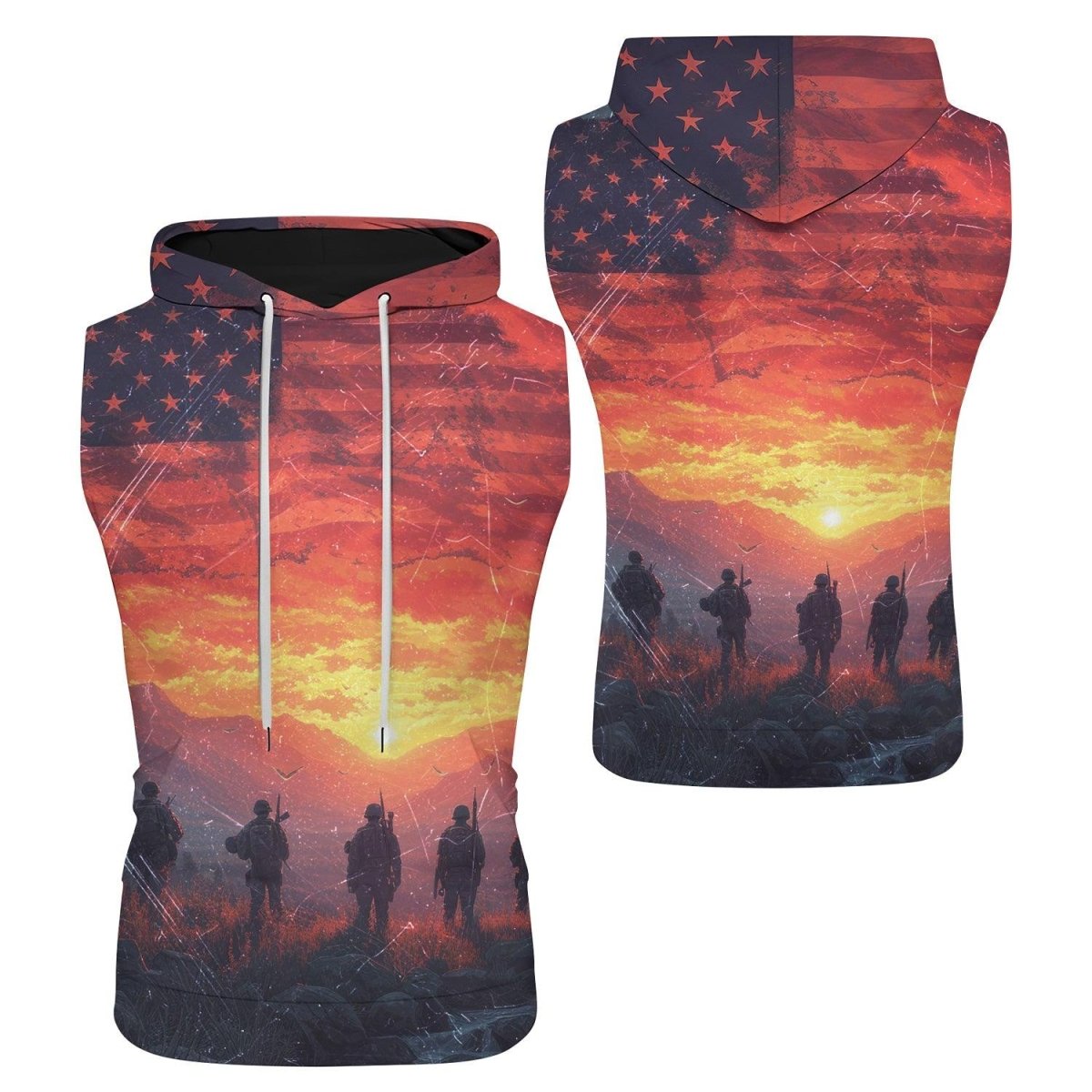 Army American Flag Sleeveless Pullover & Zip Hoodie - BattleFitGear