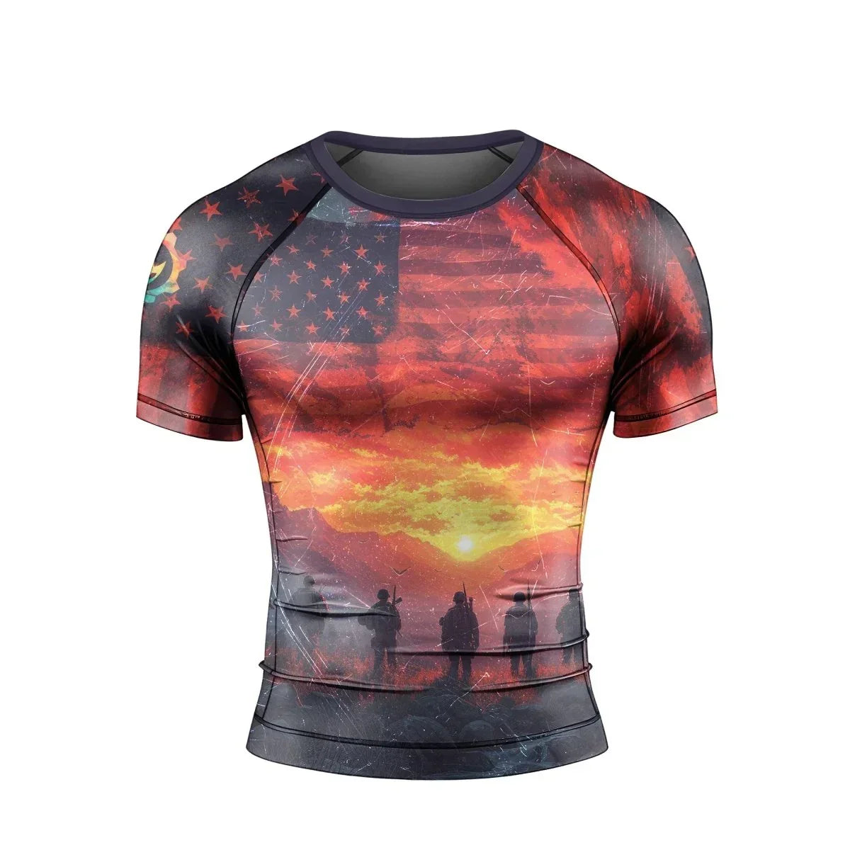 Army American Flag Men's Short Sleeve Rash Guard | American Rash Shirt
