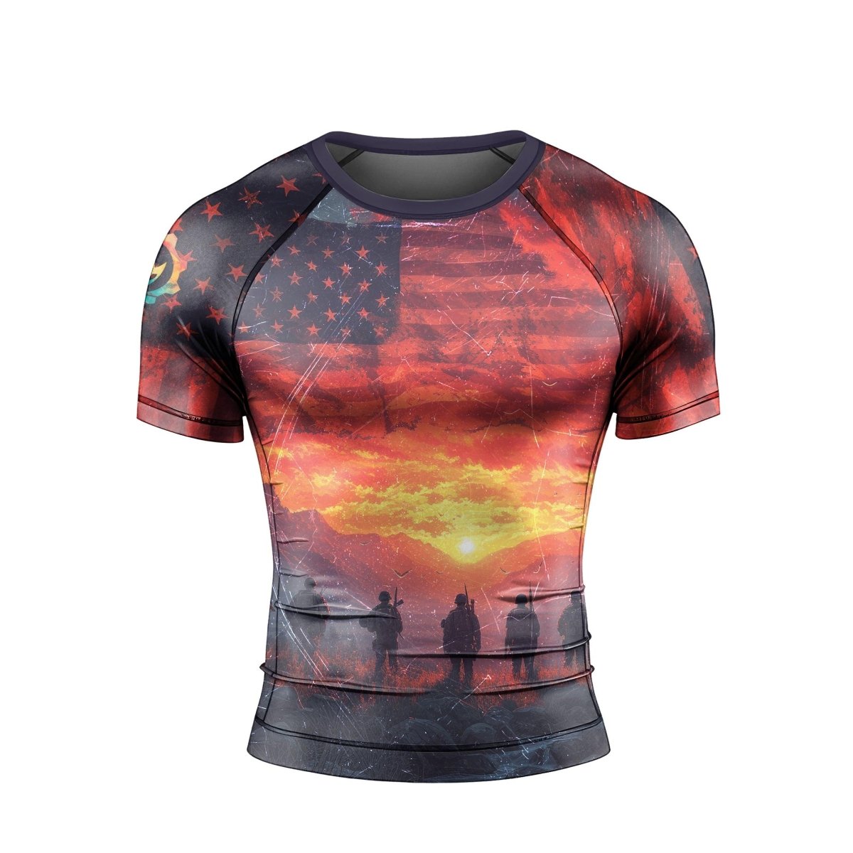 Army American Flag Men's Short Sleeve Rash Guard - BattleFitGear