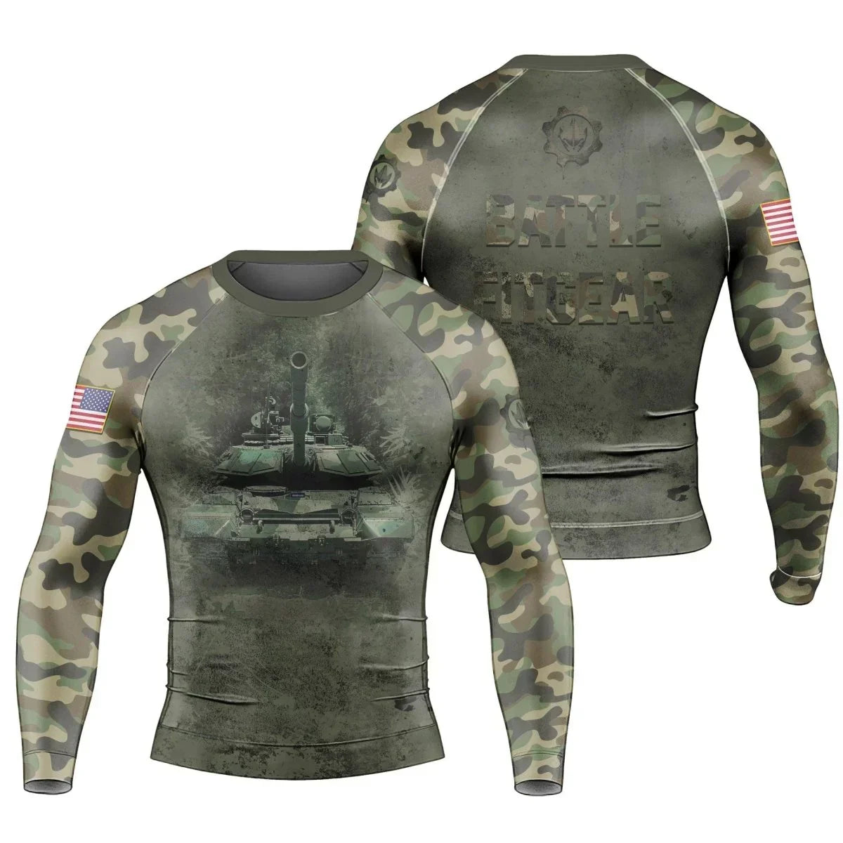 Army Camo Men's Long Sleeve Rash Guard | Veteran BJJ Fightwear