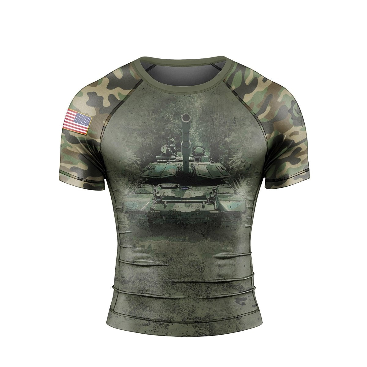 Army Camo Men's Short Sleeve Rash Guard - BattleFitGear