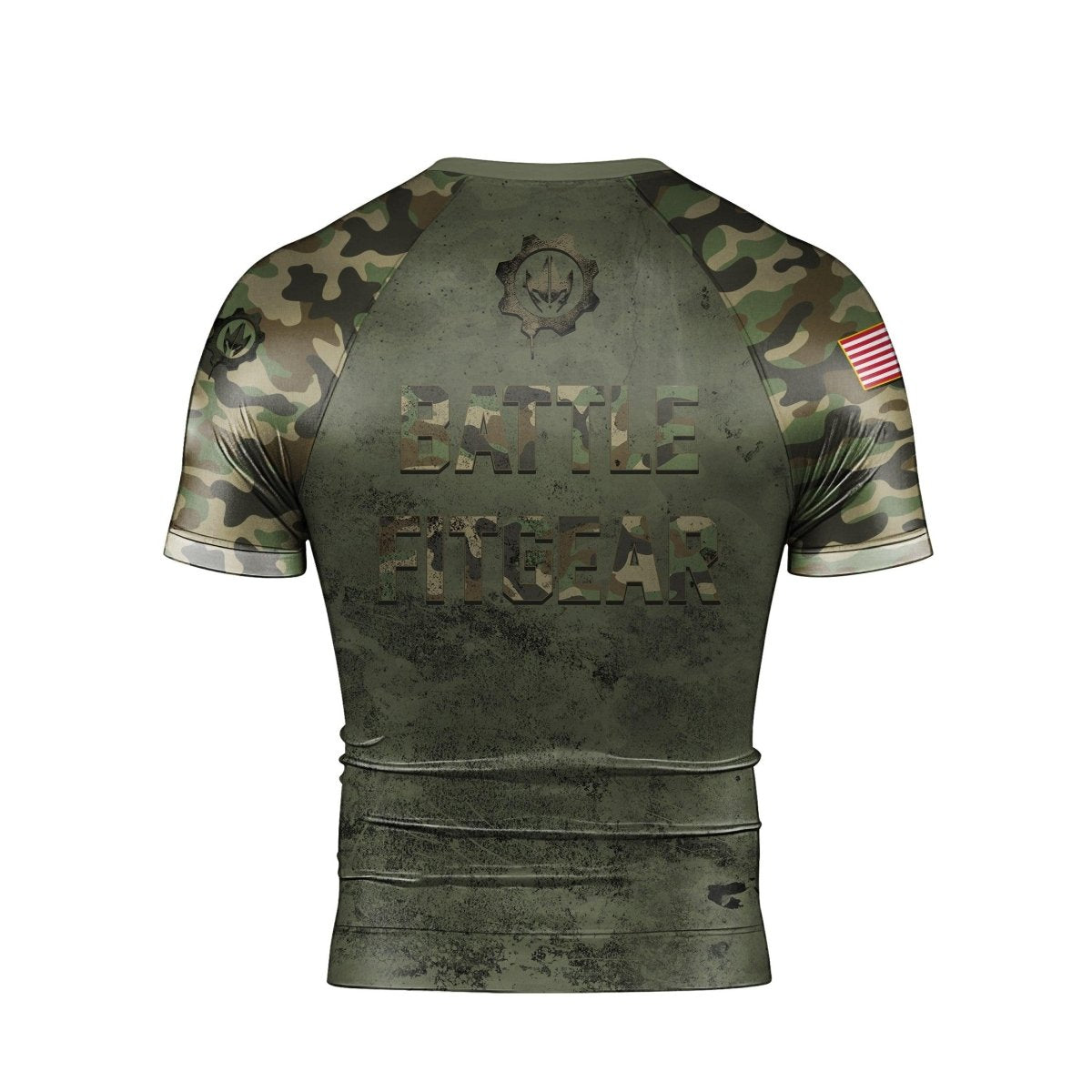 Army Camo Men's Short Sleeve Rash Guard - BattleFitGear