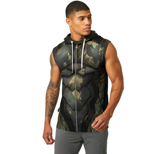 Army Camo Shell Fight Sleeveless Pullover & Zip Hoodie