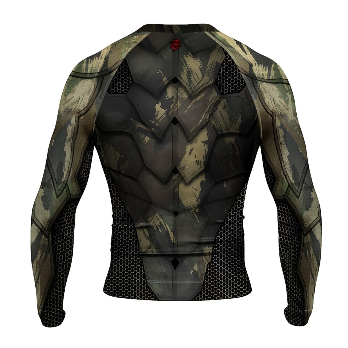 Army Camo Shell Men's Long Sleeve Rash Guard - BattleFitGear