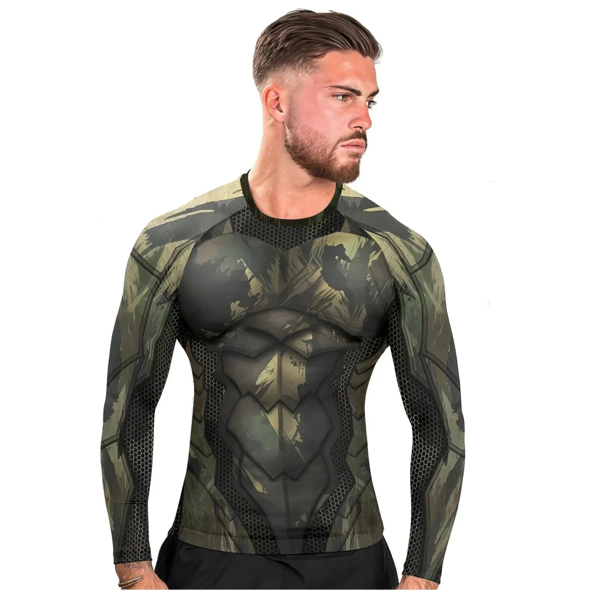 Army Camo Shell Men's Long Sleeve Rash Guard | Veteran BJJ Fightwear