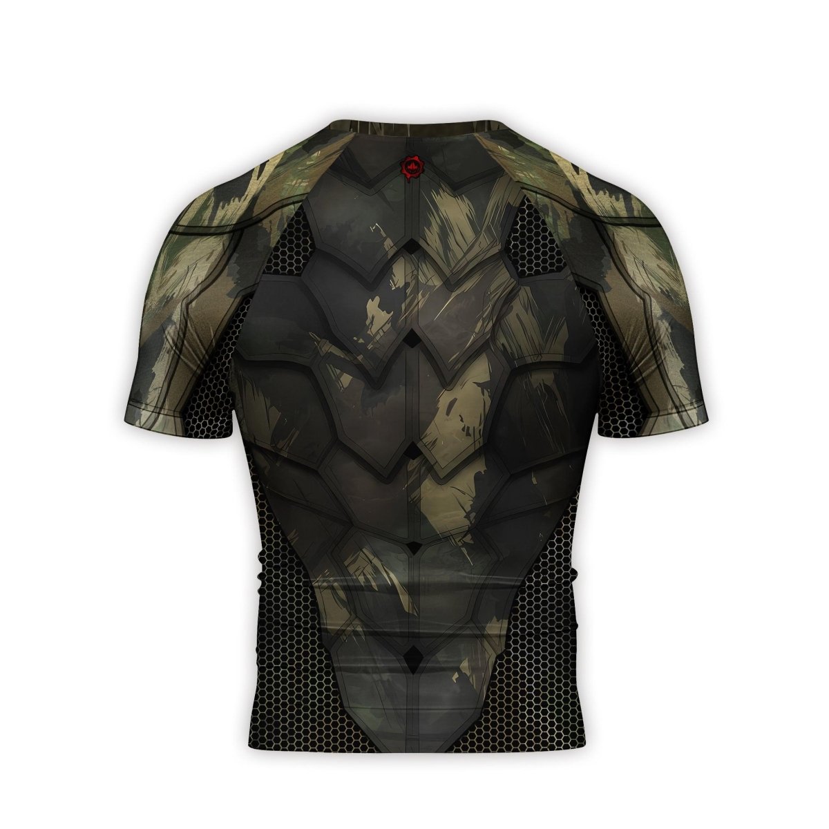 Army Camo Shell Men's Short Sleeve Rash Guard - BattleFitGear