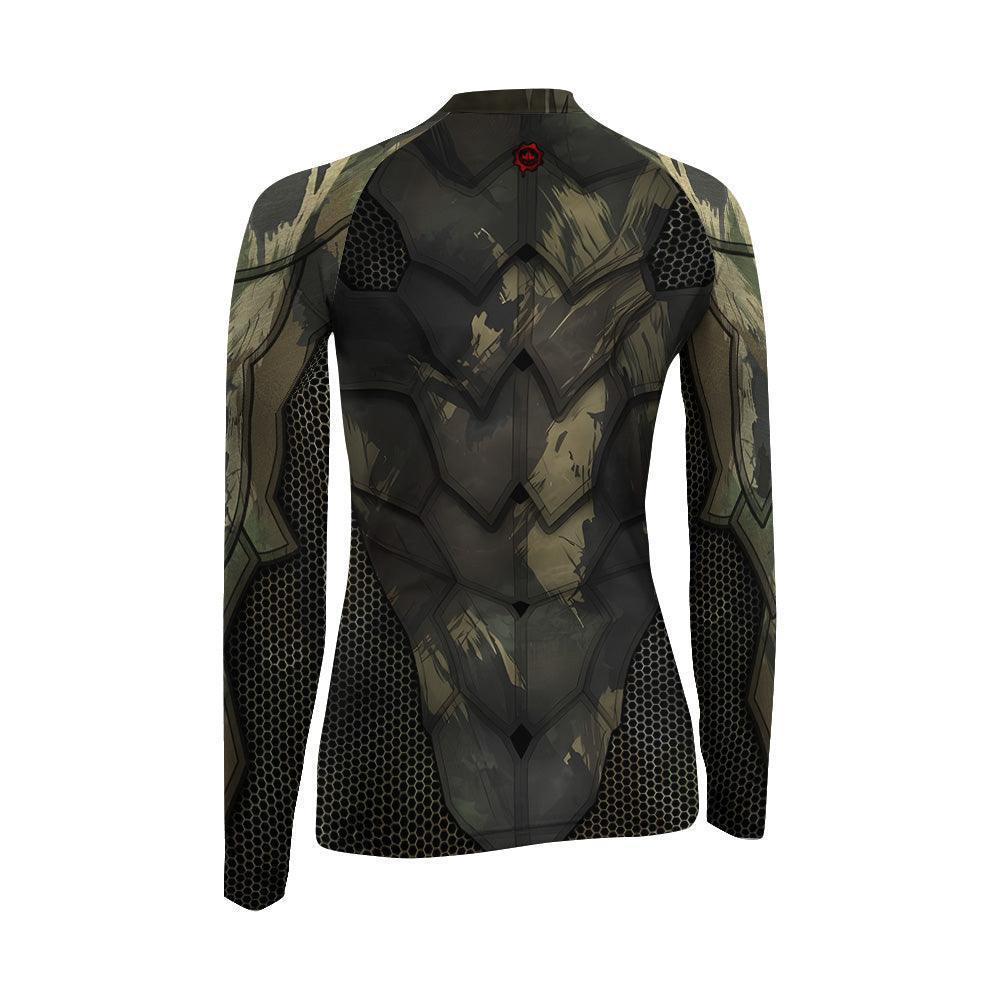 Army Camo Shell Women's Long Sleeve Rash Guard | Army Camo Rash Shirt