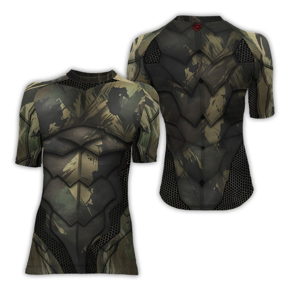 Army Camo Shell Women's Short Sleeve Rash Guard - BattleFitGear