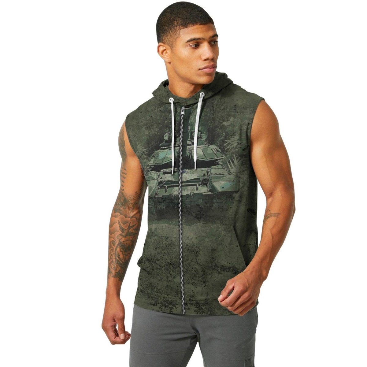 Army Camo Sleeveless Pullover & Zip Hoodie - BattleFitGear