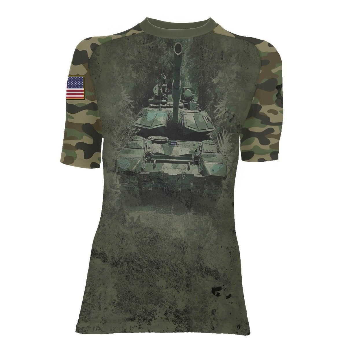 Army Camo Women's Short Sleeve Rash Guard - BattleFitGear