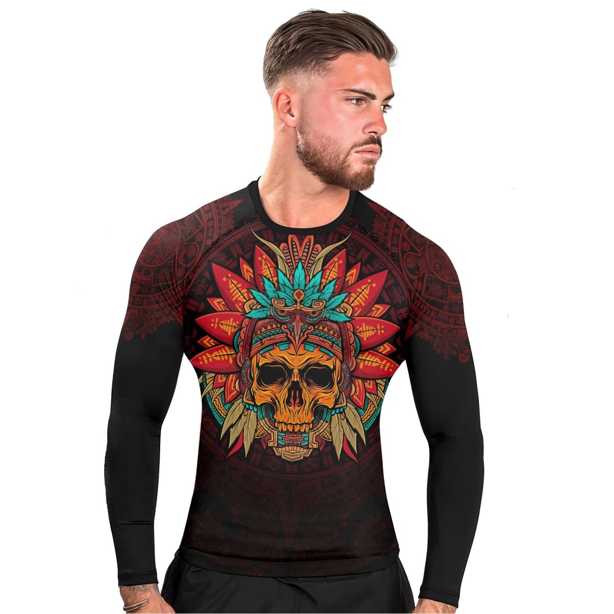 Aztec Eagle Warrior Men's Long Sleeve Rash Guard - BattleFitGear