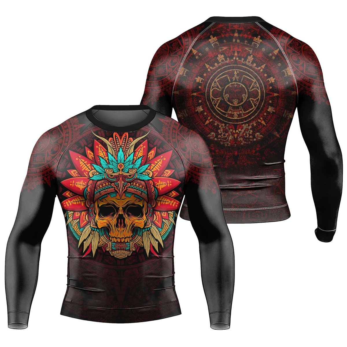 Aztec Eagle Warrior Men's Long Sleeve Rash Guard - BattleFitGear