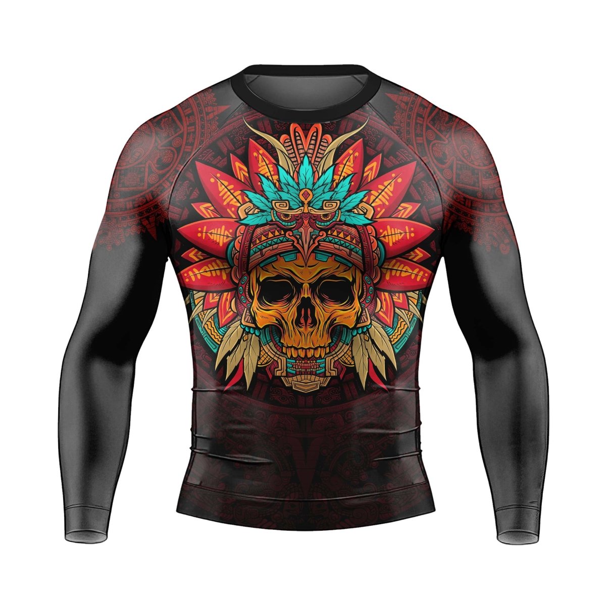 Aztec Eagle Warrior Men's Long Sleeve Rash Guard - BattleFitGear