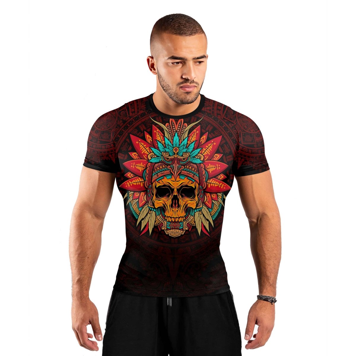 Aztec Eagle Warrior Men's Short Sleeve Rash Guard - BattleFitGear