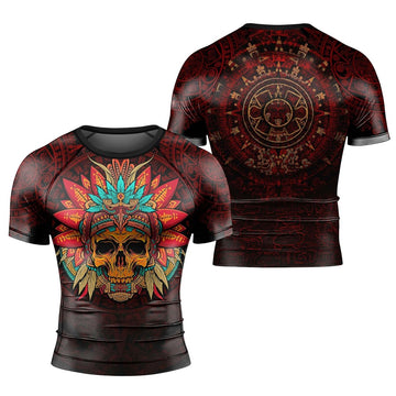 Aztec Eagle Warrior Men's Short Sleeve Rash Guard - BattleFitGear