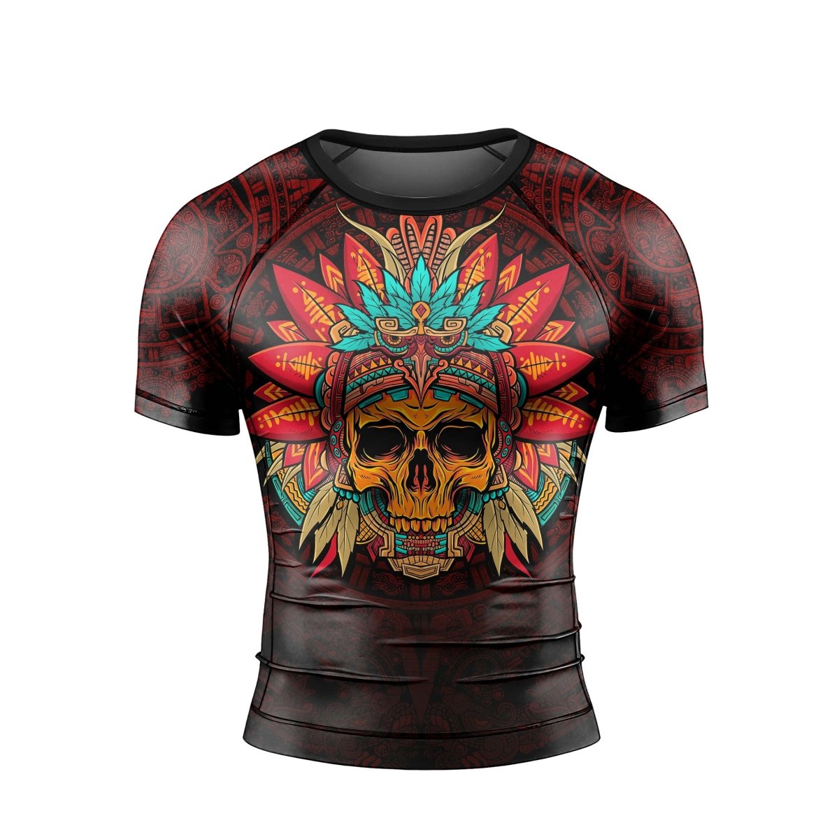 Aztec Eagle Warrior Men's Short Sleeve Rash Guard - BattleFitGear