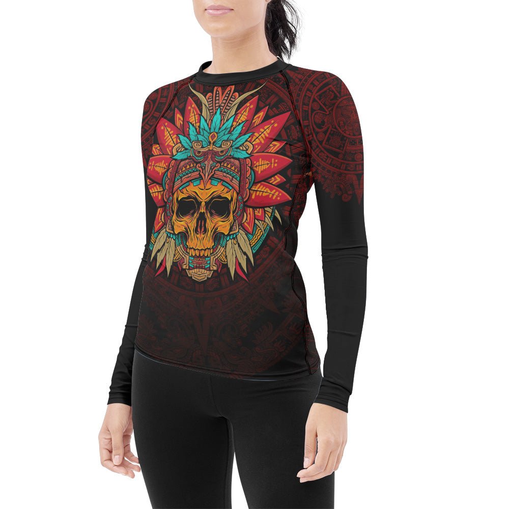 Aztec Eagle Warrior Women's Long Sleeve Rash Guard - BattleFitGear