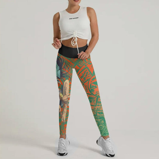 Aztec Iguana Warrior Leggings - BattleFitGear