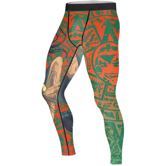 Aztec Iguana Warrior Men's Compression Leggings - BattleFitGear