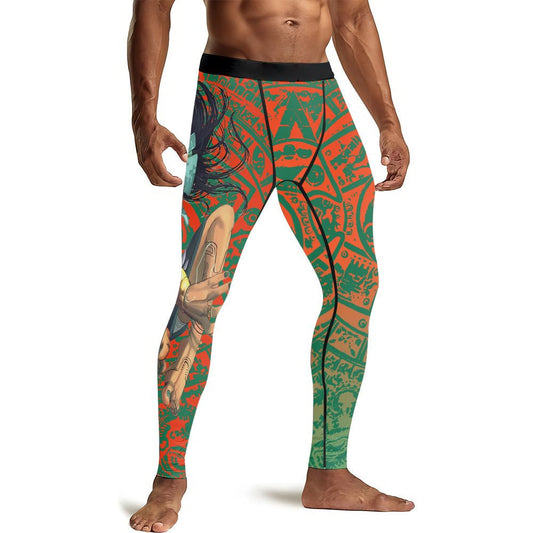 Aztec Iguana Warrior Men's Compression Leggings - BattleFitGear