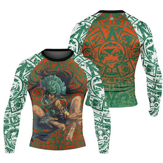 Aztec Iguana Warrior Men's Long Sleeve Rash Guard - BattleFitGear