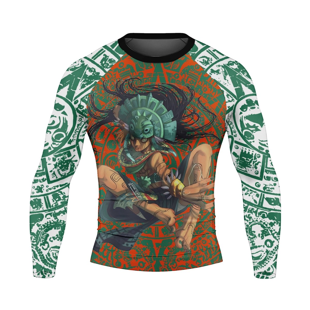 Aztec Iguana Warrior Men's Long Sleeve Rash Guard - BattleFitGear