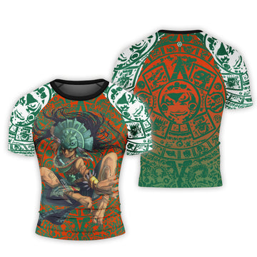 Aztec Iguana Warrior Men's Short Sleeve Rash Guard