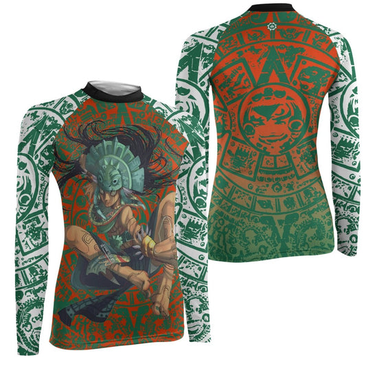 Aztec Iguana Warrior Women's Long Sleeve Rash Guard - BattleFitGear