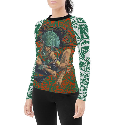 Aztec Iguana Warrior Women's Long Sleeve Rash Guard - BattleFitGear