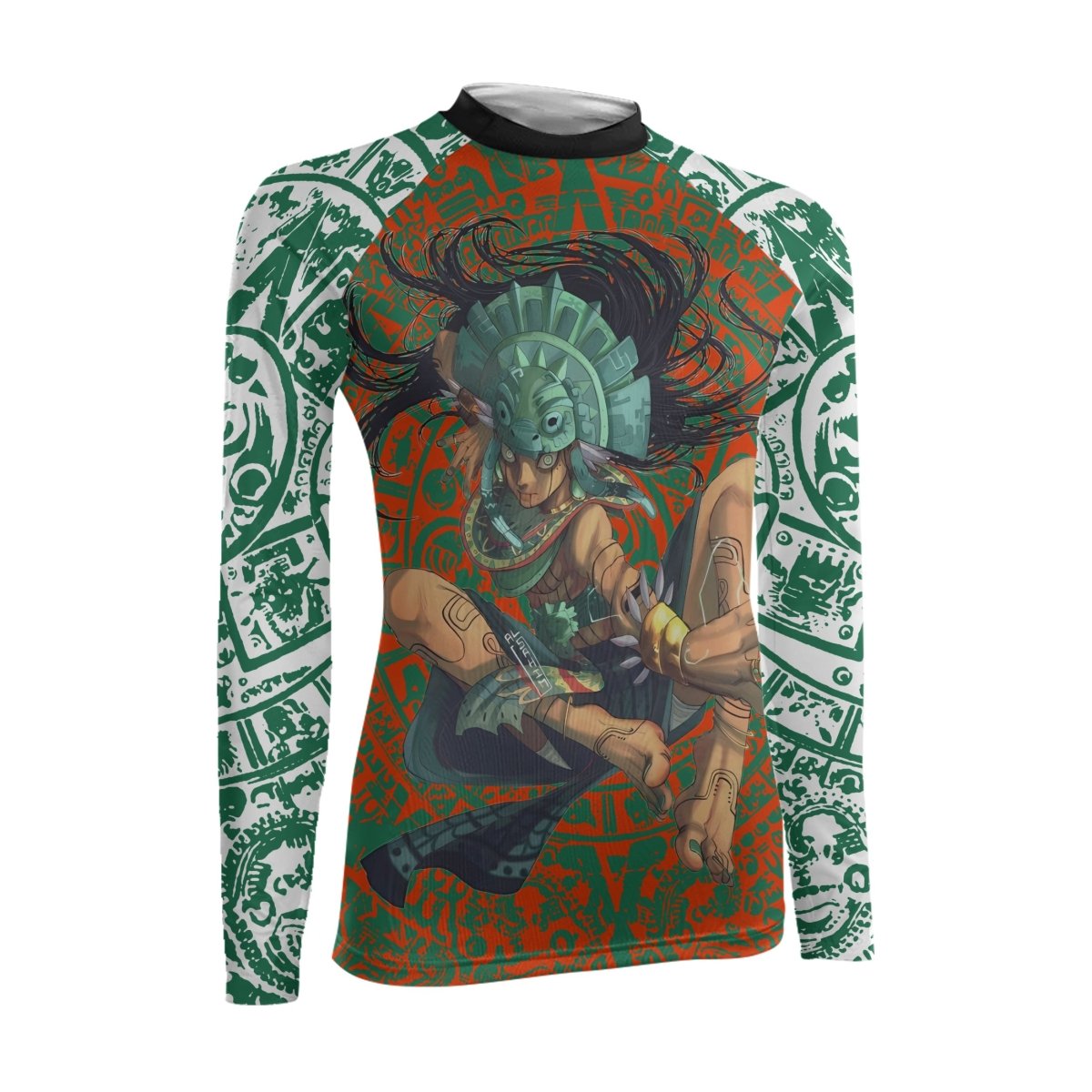 Aztec Iguana Warrior Women's Long Sleeve Rash Guard - BattleFitGear