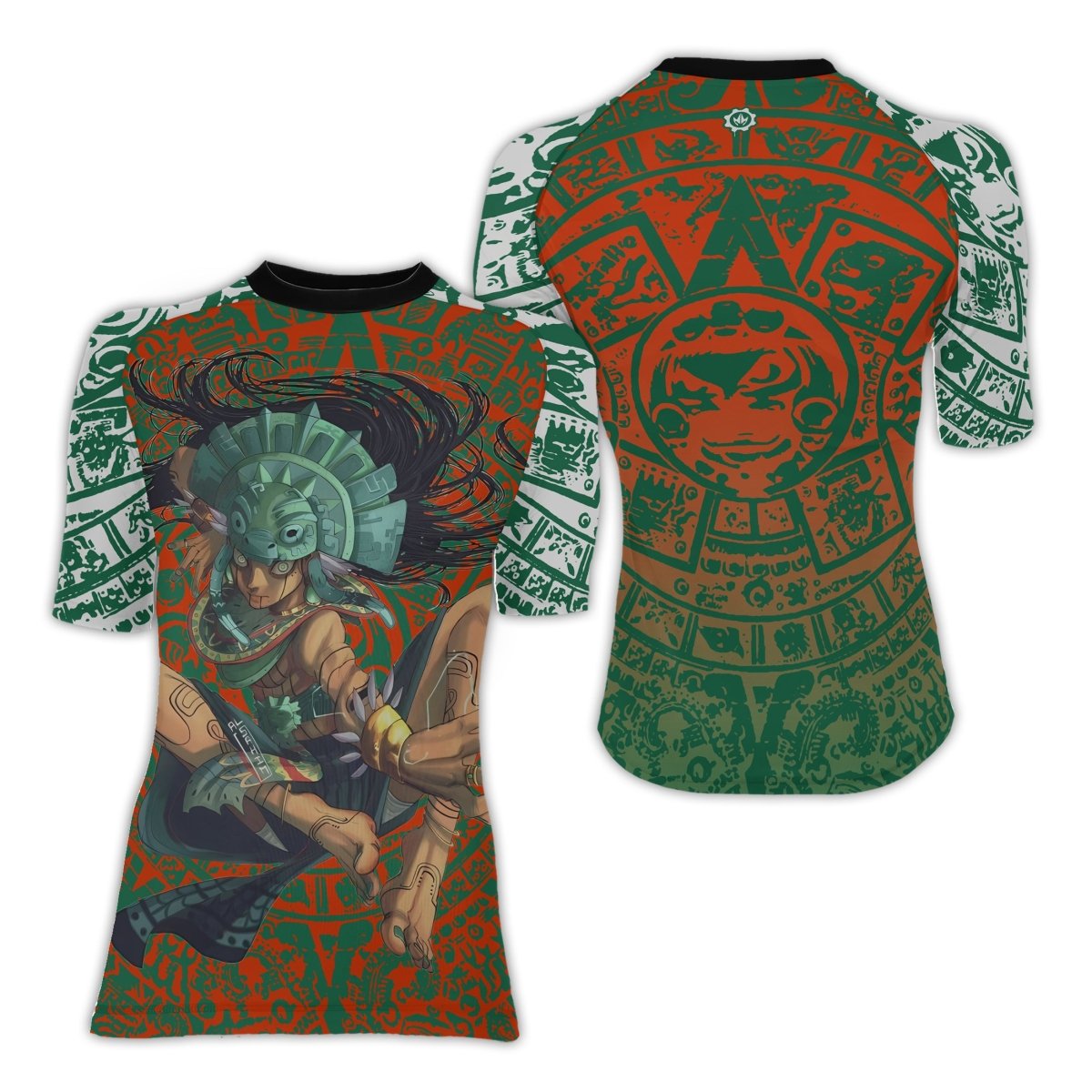 Aztec Iguana Warrior Women's Short Sleeve Rash Guard - BattleFitGear